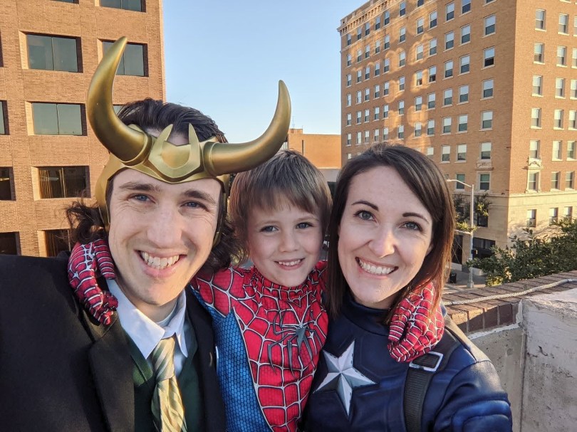 family picture Marvel costumes
